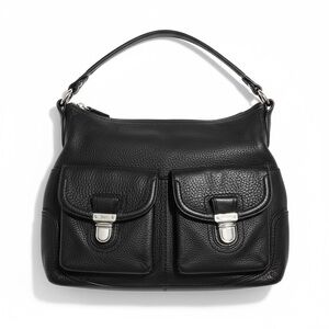 Black Coach Pebbled Leather Shoulder Bag